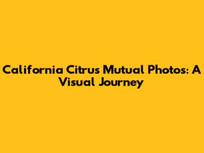 California Citrus Mutual Photos: A Visual Journey